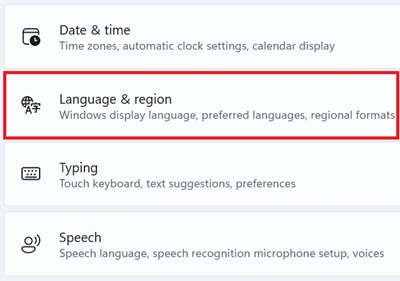 按一下語言和地區。