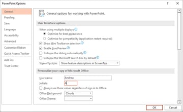 PowerPoint customize personalization feature
