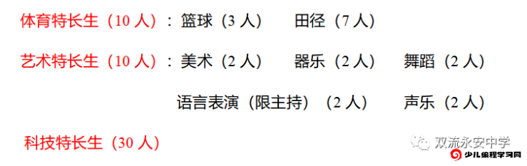 四川省成都市双流永安中学普通高中特长生招生计划