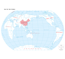 世界地图（英文版） 1:5700万 4开，轮廓图