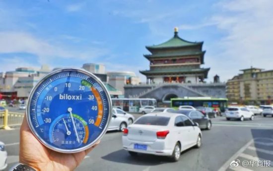 西安大部已超40度! 记者实测:钟楼地表温度破60度