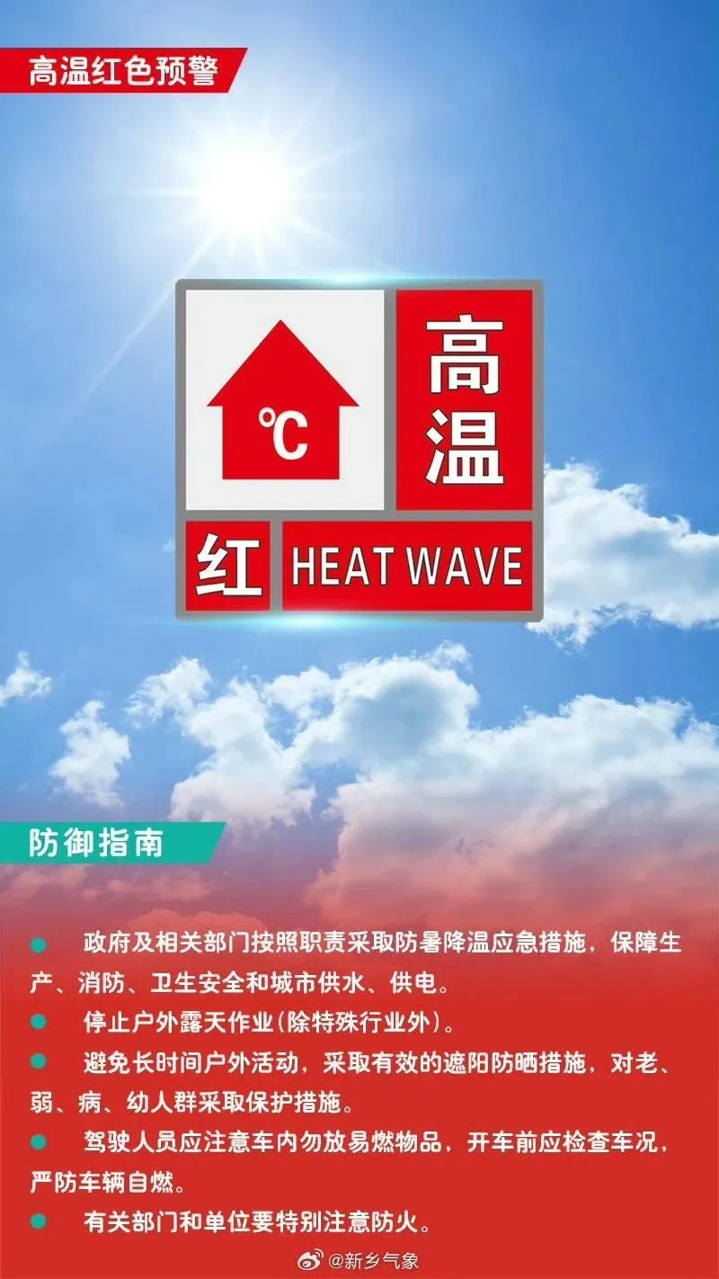 40℃+！河南多地升级发布高温红色预警