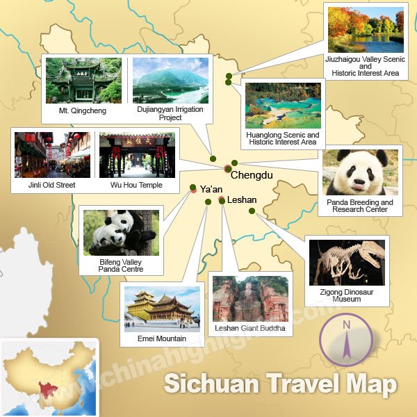 Sichuan Attractions Map