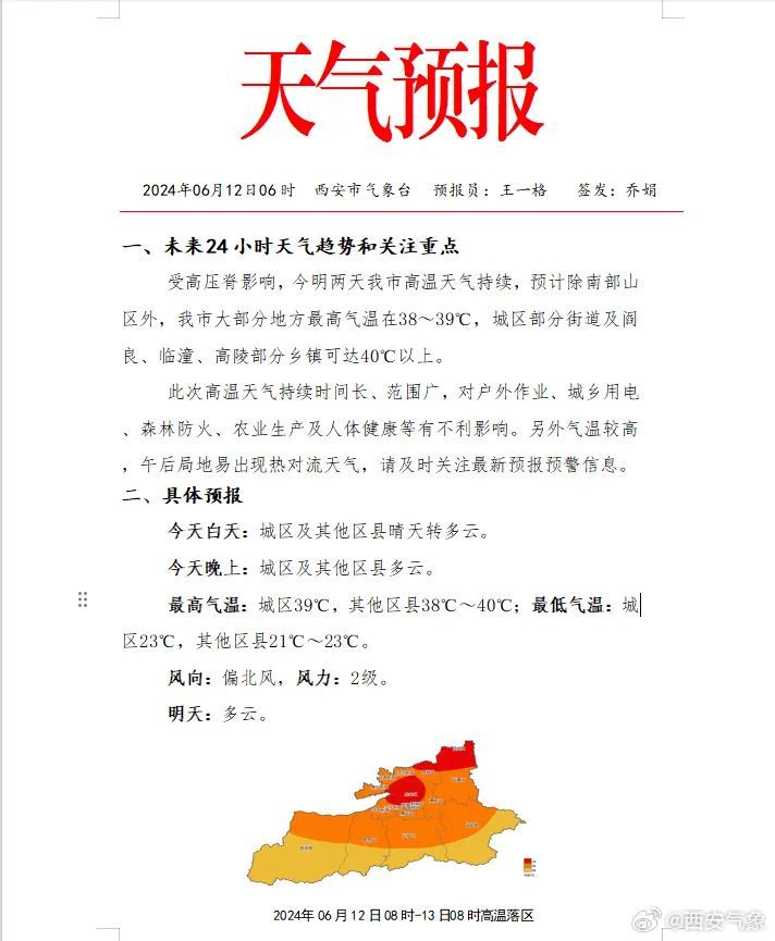 局地41℃!西安高温预警升级!降雨、雷暴就快到! 陕西最新预测→