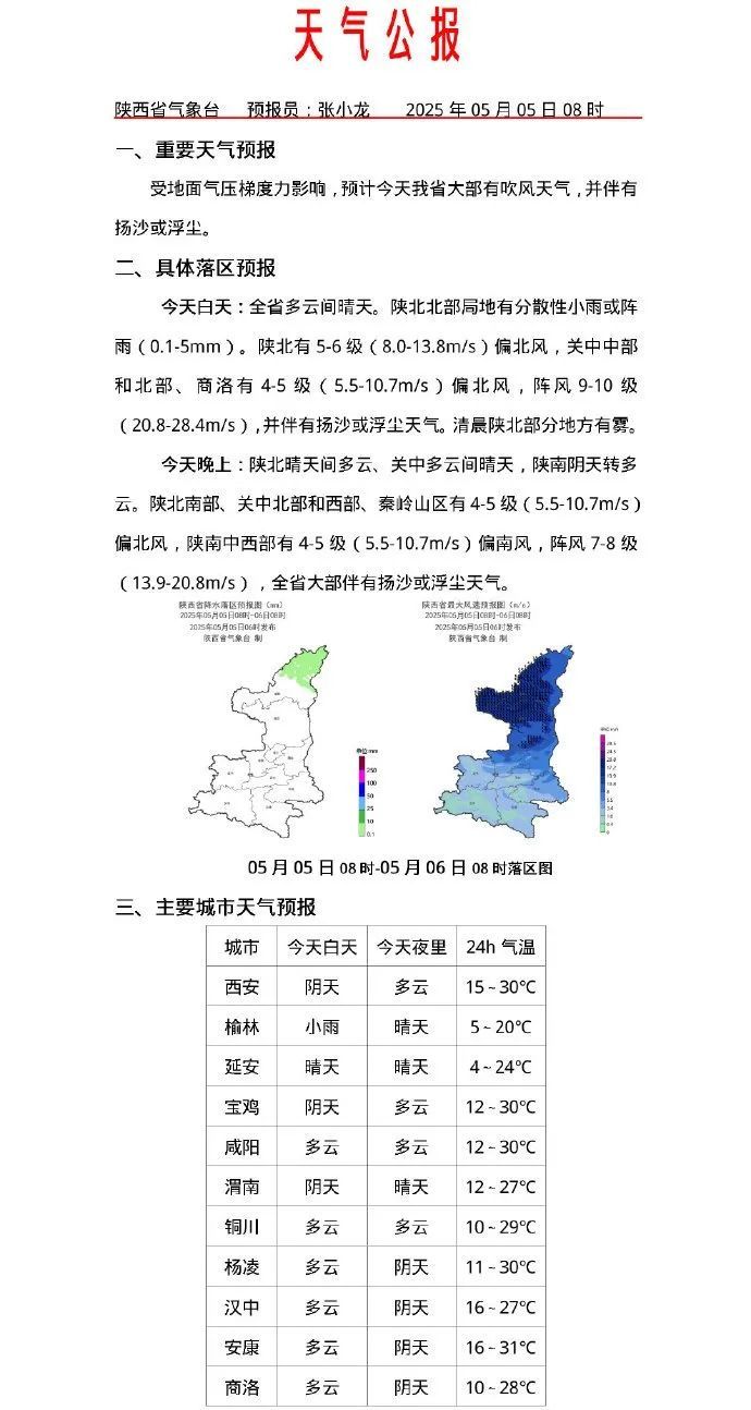 大风、沙尘暴!陕西最新天气预报→
