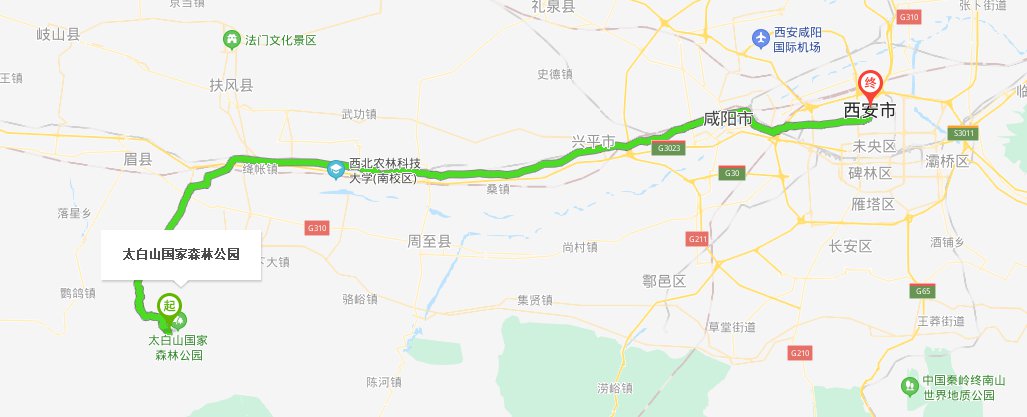 陕西太白山离西安有多远